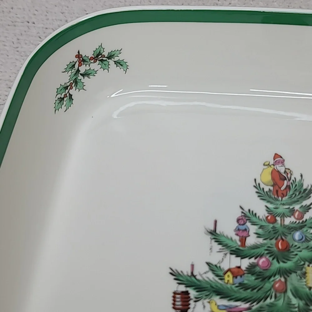 Spode Christmas Tree Classic Vintage Collectible Ceramic Square Buffet Dish